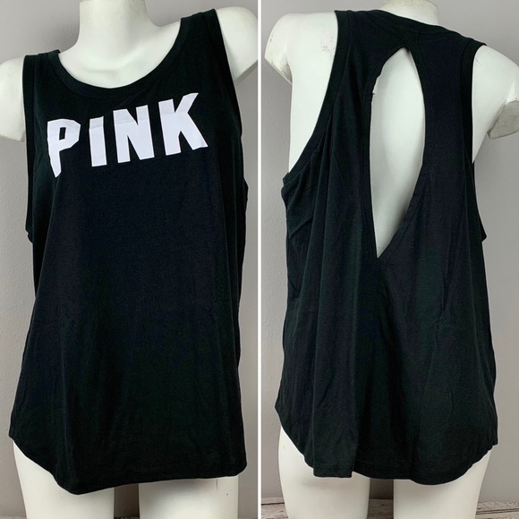 PINK Victoria's Secret Tops - NWT XL PINK Victoria’s Secret Slit Back Racerback Tank Top Open Relaxed Sporty